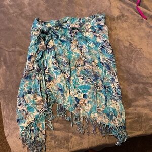 Blue and White Women's Swim Sarong